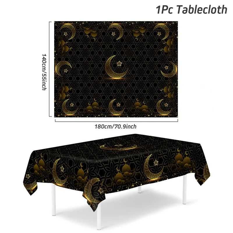 Eid Mubarak Table Runner Ramadan Tablecloths Ramadan Kareem Decoration for Home 2025 Islamic Muslim Party Eid Al Adha Gifts