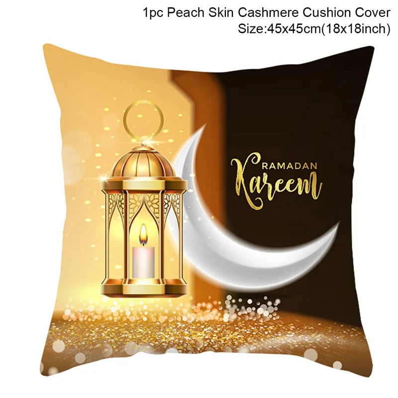 2024 Eid Mubarak Pillowcase Decor for Home Sofa Cushion Cover Islamic Ramadan Kareem Decoration Mosque Muslim Pillow Cover Gifts