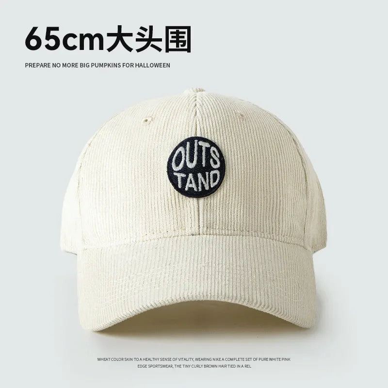 Big Head Baseball Caps for Men Corduroy Warmth Windproof Autumn Winter Embroidered Hat Women Snapback Cap Trucker Hat Gorras