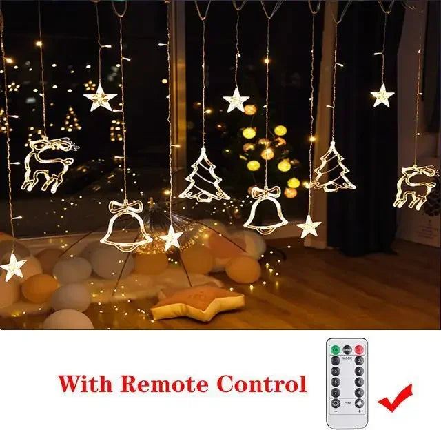 Star Moon Led Curtain Garland String Light EID Mubarak Ramadan Decoration for Christmas Home 2025 Islam Muslim E