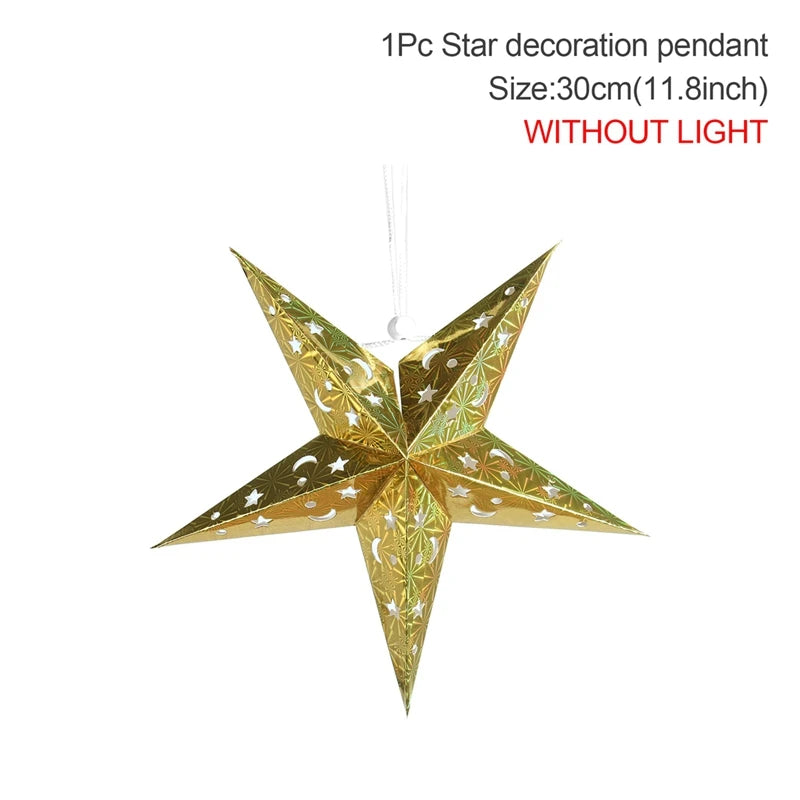 Eid Mubarak Hollow Star Hanging Pendant Ramadan Decoration For Home 2025 Islam Muslim Party Eid Al Adha Kareem Light Gifts