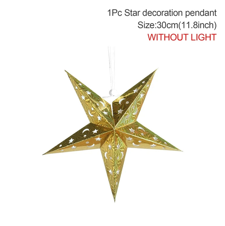 Eid Mubarak Hollow Star Hanging Pendant Ramadan Decoration For Home 2025 Islam Muslim Party Eid Al Adha Kareem Light Gifts