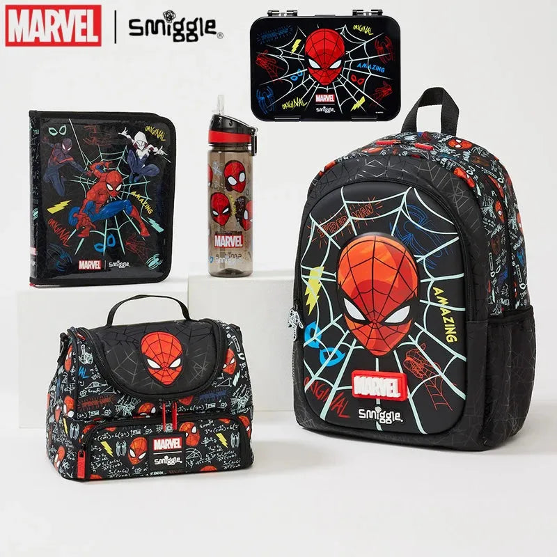 Smiggle Marvel Spider-man Children Stationery Student School Bag Lunch Bag Lunch Box Wallet Pencil Box  Water Cup Student Gift