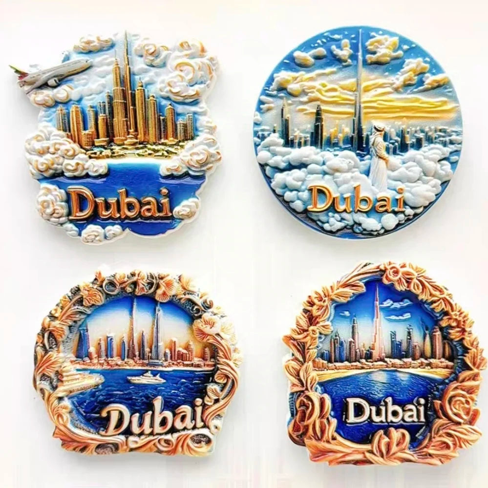 Asia The United Arab Emirates Dubai Resin 3D Fridge Magnets Tourism Souvenir Refrigerator Sticker Handicraft Gift Decoration