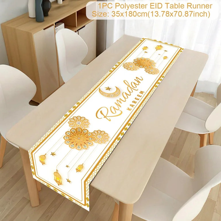 Ramadan Kareem Table Runner Eid Mubarak Decor 2025 for Home Ramadan Mubarak Islamic Muslim Party Eid Al-Fitr Gifts Ramadan Decor