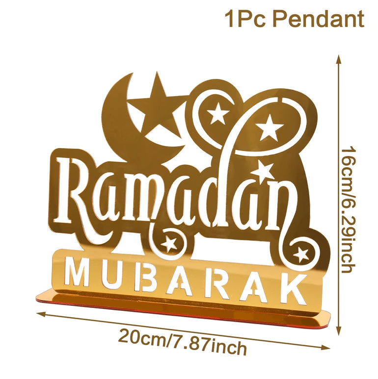 Ramadan Mubarak Acrylic Ornament 2025 Eid Mubarak Ramadan Kareem Decoration for Home Islamic Muslim Party Decor Eid Al Adha Gift