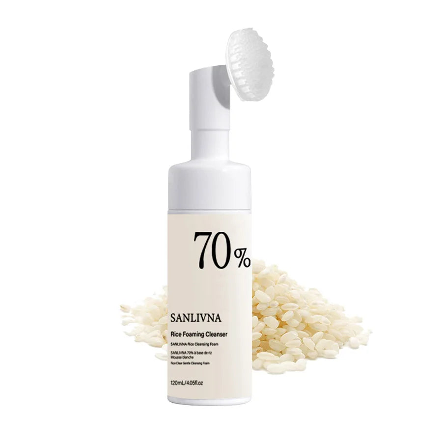 Rice Toner 70% Rice Extract Serum with Niacinamide, Rice Cleansing Foam, Deep Cleansing, Moisturizer for Dry Skin, Skin Care Set