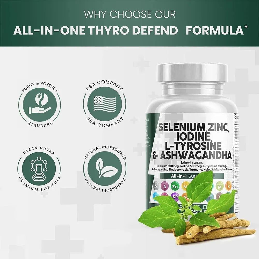 Thyroid Support Supplement for Men and Women - Promotes Thyroid Health and Metabolism - With Iodine, Zinc and Selenium