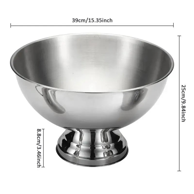 Stainless Steel Ice Bucket Metal Beer Barrel Champagne Wine Large Ice Bucket Large Ice Cream Bowl Salad Dessert Serving Tools