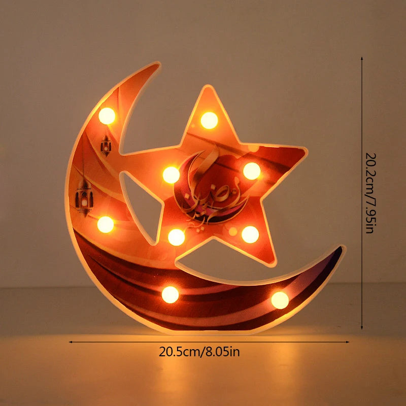 Ramadan LED Star Moon Light Lantern Eid Mubarak Home Table Decoration Ornaments 2025 Islam Muslim Festival Party Decor Eid Gifts