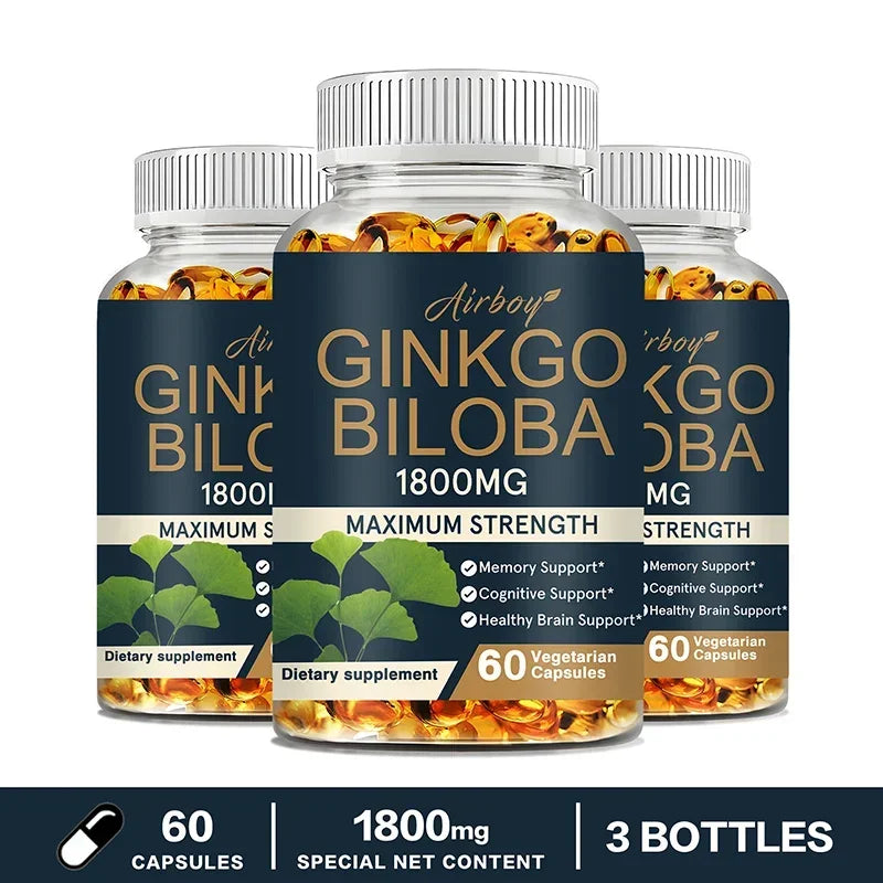 Ginkgo Biloba - Helps Maintain Brain Power, Energy, Memory, Concentration, Anti-Fatigue, Antioxidant