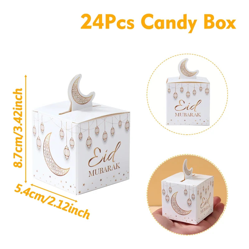 EID Mubarak Decor Triangle Candy Boxes Ramadan Decor 2025 Gift Box Ramadan Kareem Islamic Muslim Party Eid Al Adha Gifts