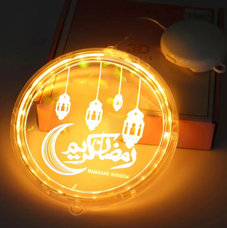 Eid Ramadan Lights Moon Star Castle Islam Eid Mubarak Ramadan Decorations Islam Window LED Fairy Lights for Wall Bedroom Party