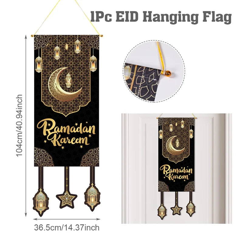 Eid Mubarak Decoration 2025 Hanging Flag Ramadan For Home Door Islamic Muslim Party Decor Ramadan Kareem Banner Eid Al-Fitr Gift