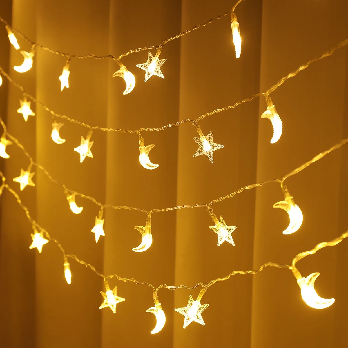 EID Mubarak LED String Lights Islam Muslim Festival Party Moon Star String Lights Ramadan Decoration 2025 for Home Al-Fitr Gifts