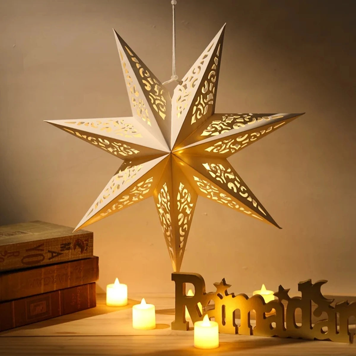 Eid Mubarak Hollow Star Hanging Pendant Ramadan Decor For Home 2025 Islam Muslim Party Mubarak Light Gifts Eid Al Adha Kareem