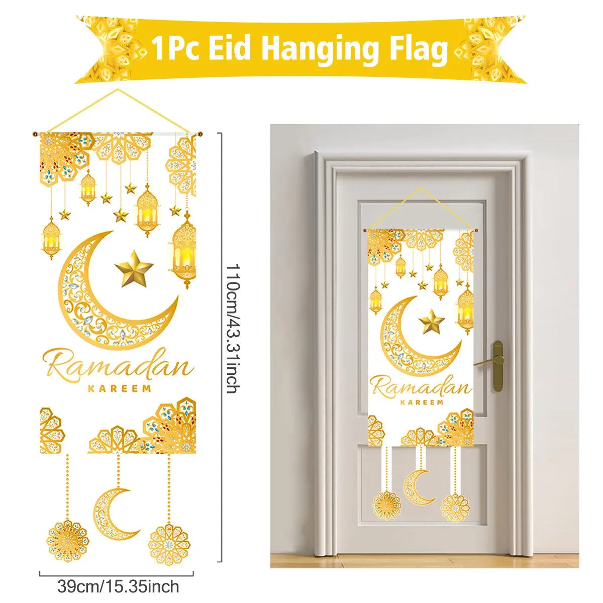 Eid Mubarak Decoration 2025 Hanging Flag Ramadan For Home Door Islamic Muslim Party Decor Ramadan Kareem Banner Eid Al-Fitr Gift