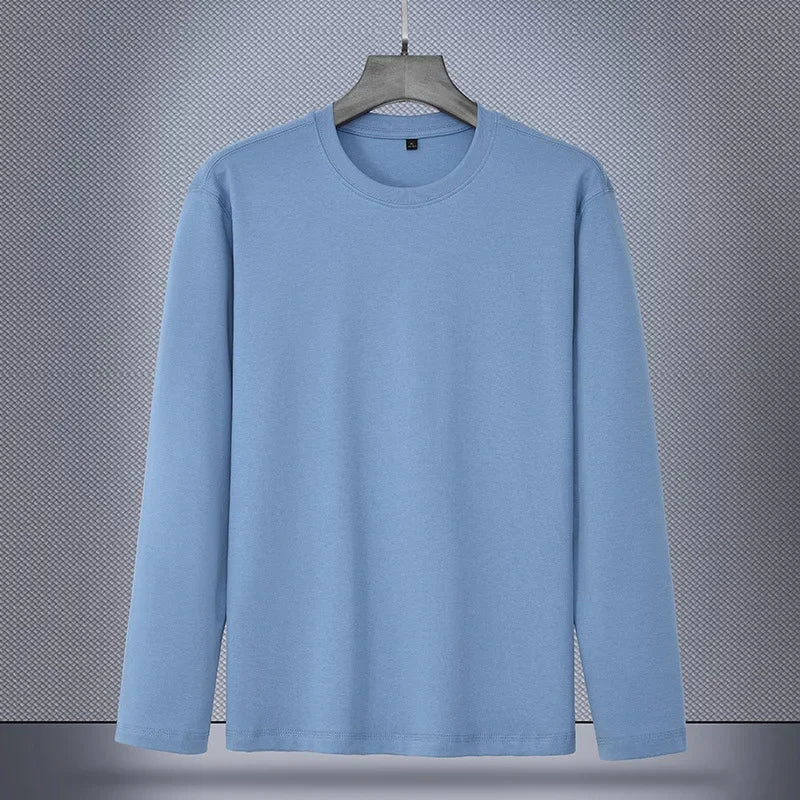 240g Double-Sided Long Sleeve T-Shirt 2024 Autumn Winter New Men's Women's Casual Solid Color Base Layer Top