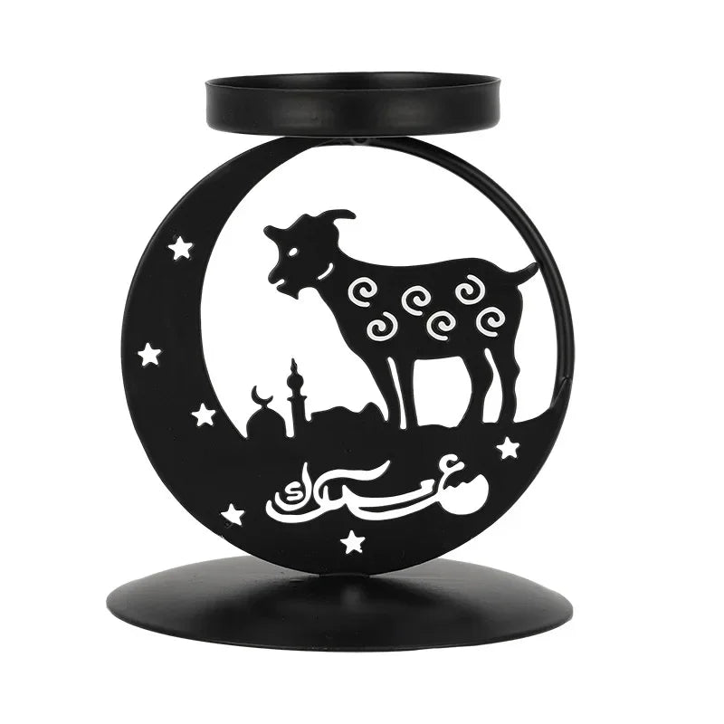 Eid Mubarak Candle Holder Metal Ramadan Home Decoration 2025 Room Dining Table Ornament Kareem Islam Muslim Party Supplies Gift