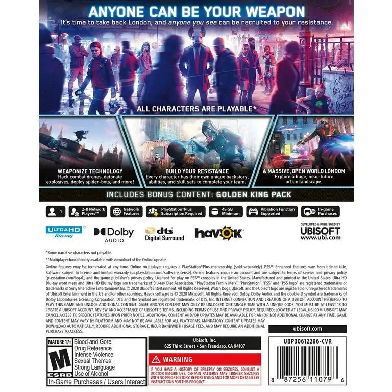 Watch Dogs Legion PS5 Game Original Closed Box with Security Strip Fast Delivery
