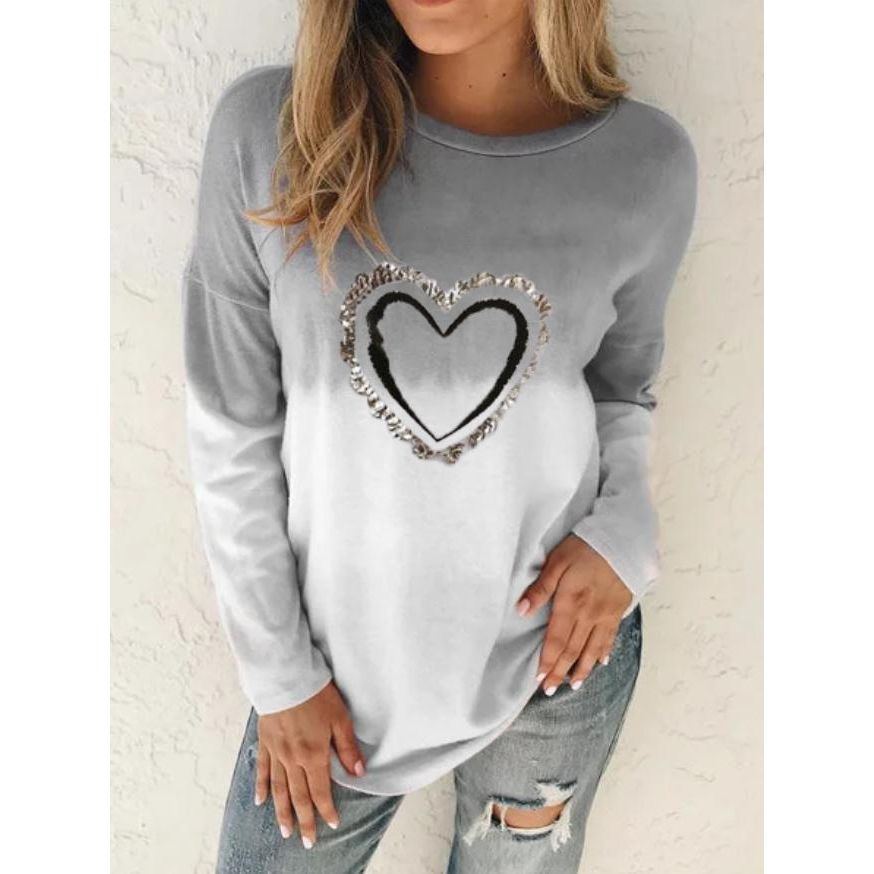 Gradient Printing Loose Pullover Long Sleeve - Jointcorp