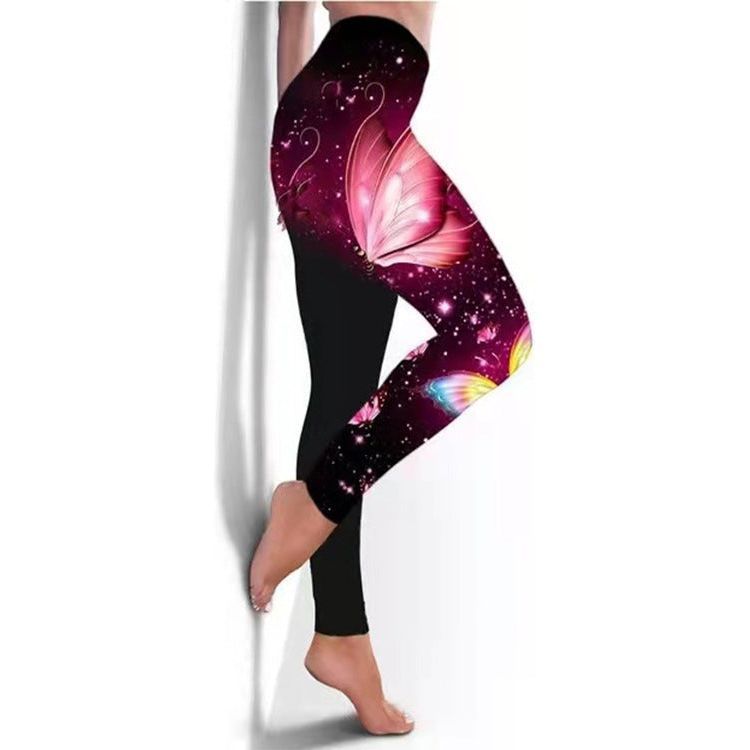 Women's Leggings Fitness Breathable Skinny Butterfly Printed Yoga Pants - Jointcorp