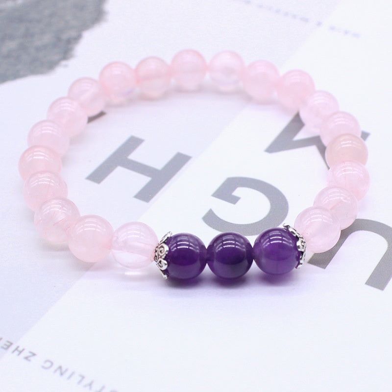 Natural Stone Amethyst Pink Crystal Lotus Bracelet For Women - Jointcorp