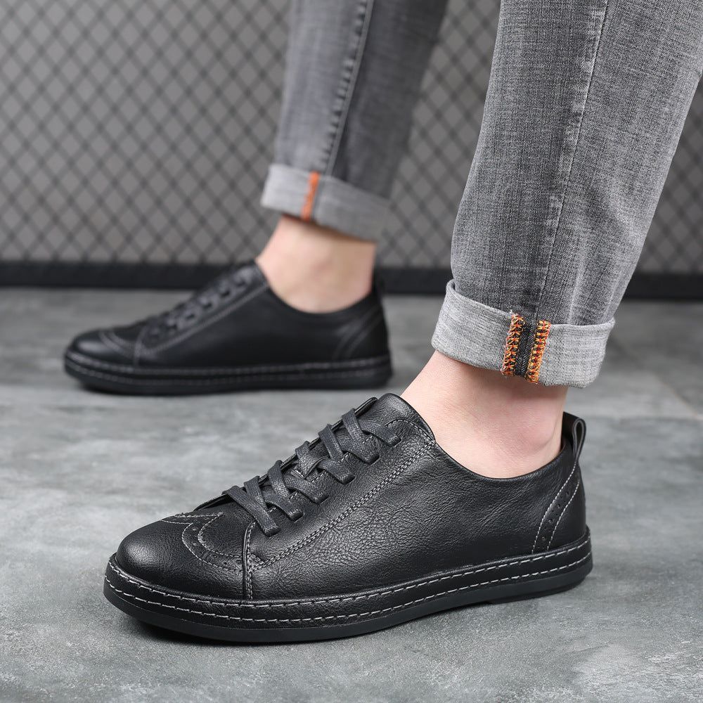 Men's Trendy Stitching Casual Lace Up Leather Shoes - Jointcorp