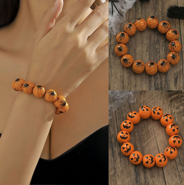 Personalized Fashion Pumpkin Spider Printed Beaded Bracelet - Jointcorp