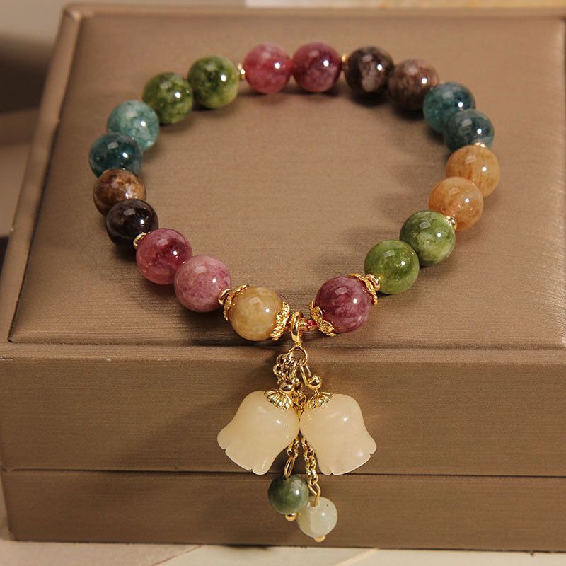 Natural Color Tourmaline Female Summer Ins Lily Pendant Bracelet - Jointcorp