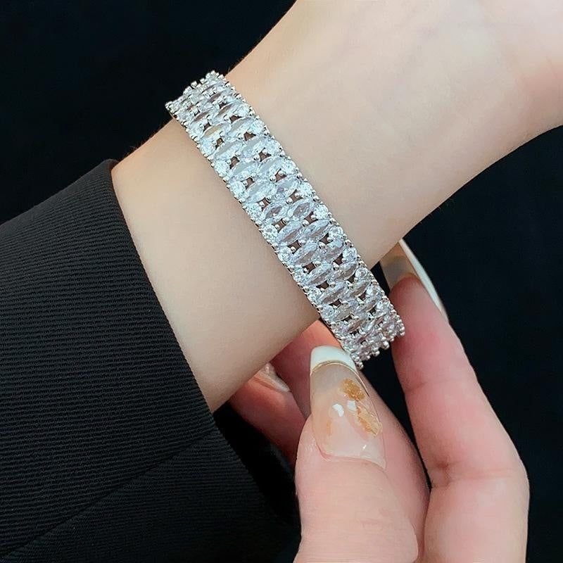 Personality Affordable Luxury Fashion Real Gold Plating Zircon Metal Open-ended Bracelet - Jointcorp