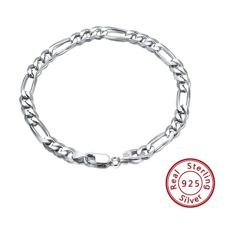 S925 Sterling Silver Bracelet 5mm33mm Figaro Chain Choker - Jointcorp