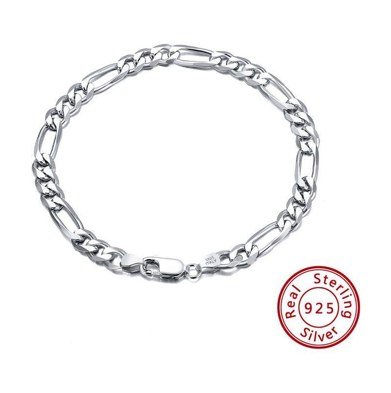 S925 Sterling Silver Bracelet 5mm33mm Figaro Chain Choker - Jointcorp