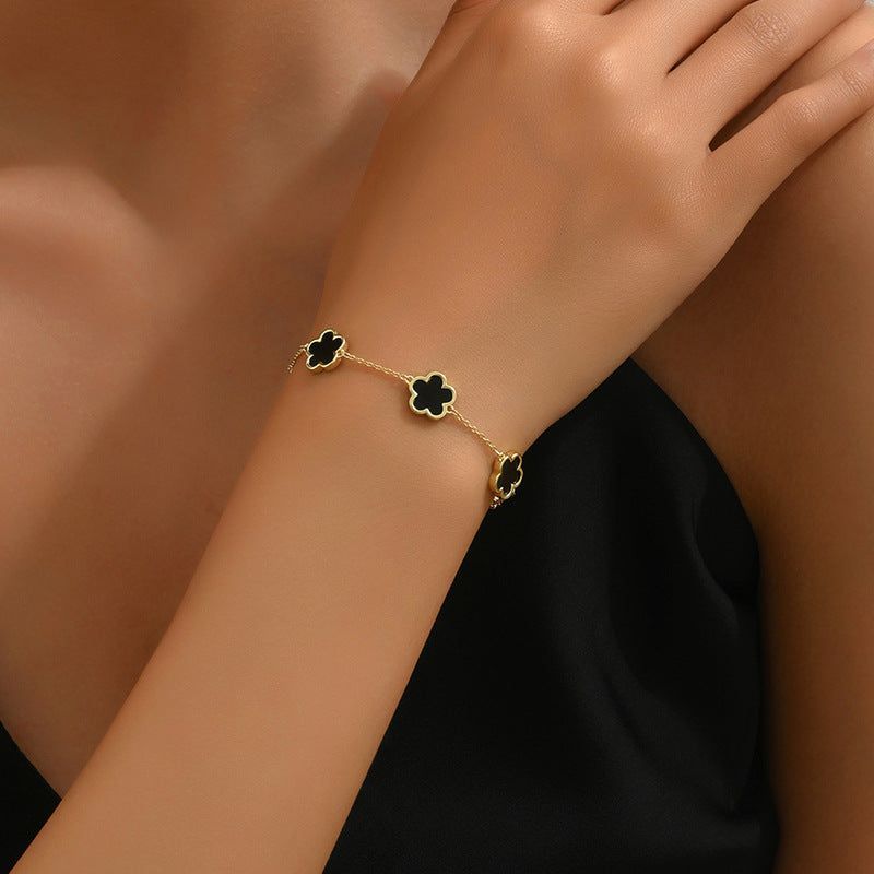 Real Gold Plated Five Petal Flower Bracelet For Women - Jointcorp