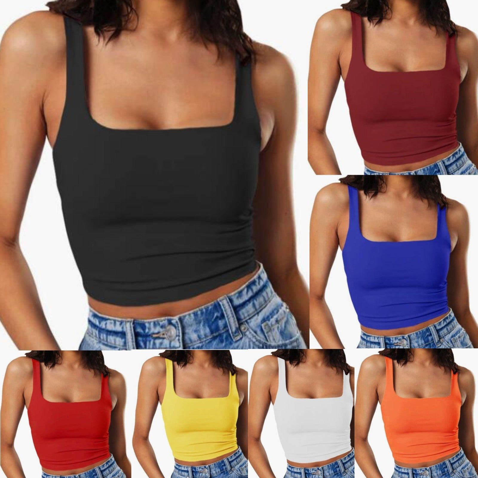 Women's Sleeveless Vest Square Collar Casual Top