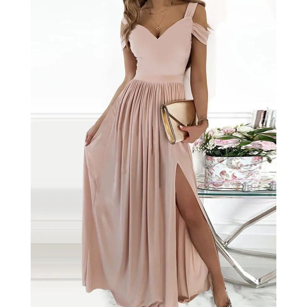 V-neck Boho Spaghetti Strap Dress Women Split Long Flowy Dresses For Party Beach - Jointcorp