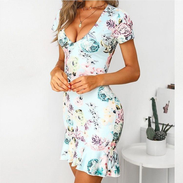 New Printed Sexy Backless Jumpsuit Skirt - Jointcorp