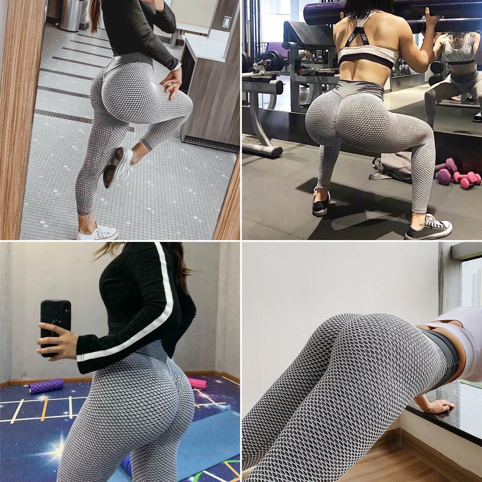 TIK Tok Leggings Women Butt Lifting Workout Tights Plus Size Sports High Waist Yoga Pants Light Grey - Jointcorp