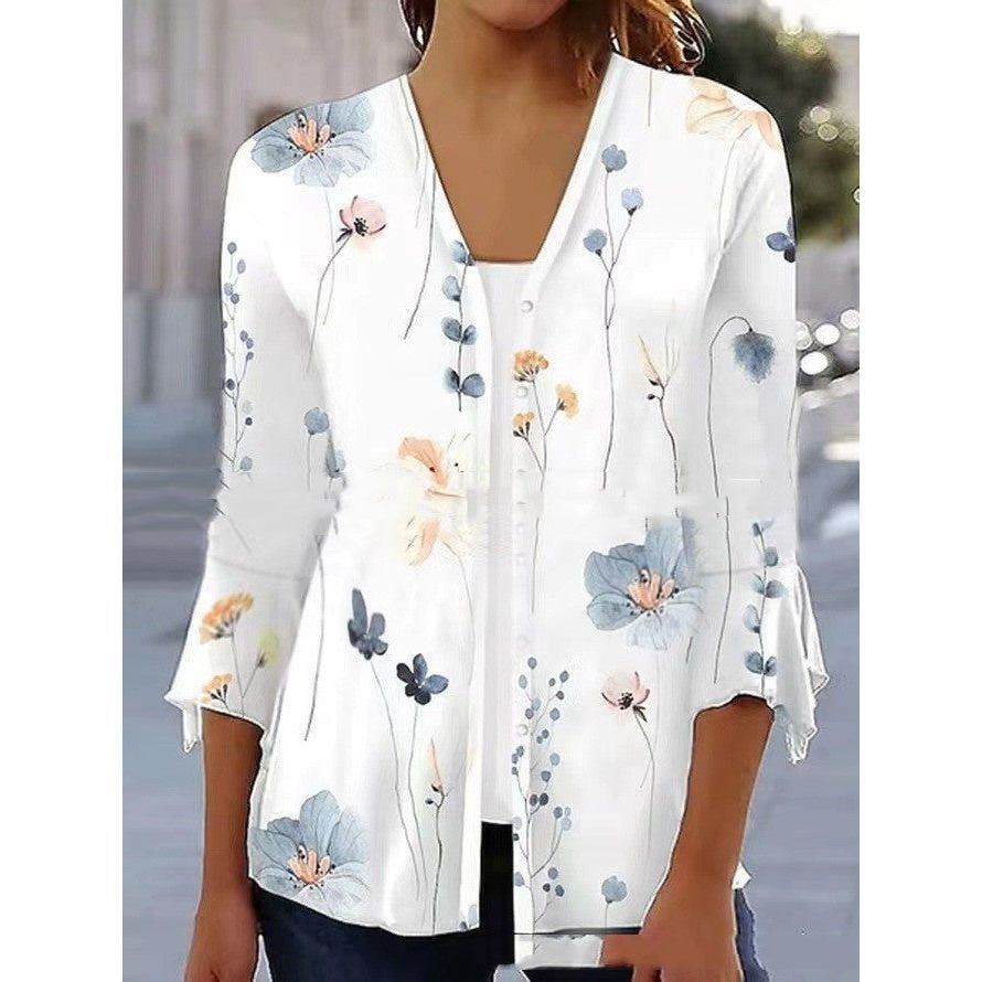 Women's Cardigan Printed T-shirt