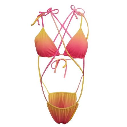 Bikini Tie Rope Gradient Color Bikini Swimsuit Female Split Swimwear