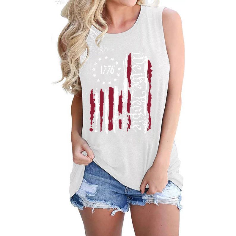 Women's Independence Day Round Neck Sleeveless Vest T-shirt