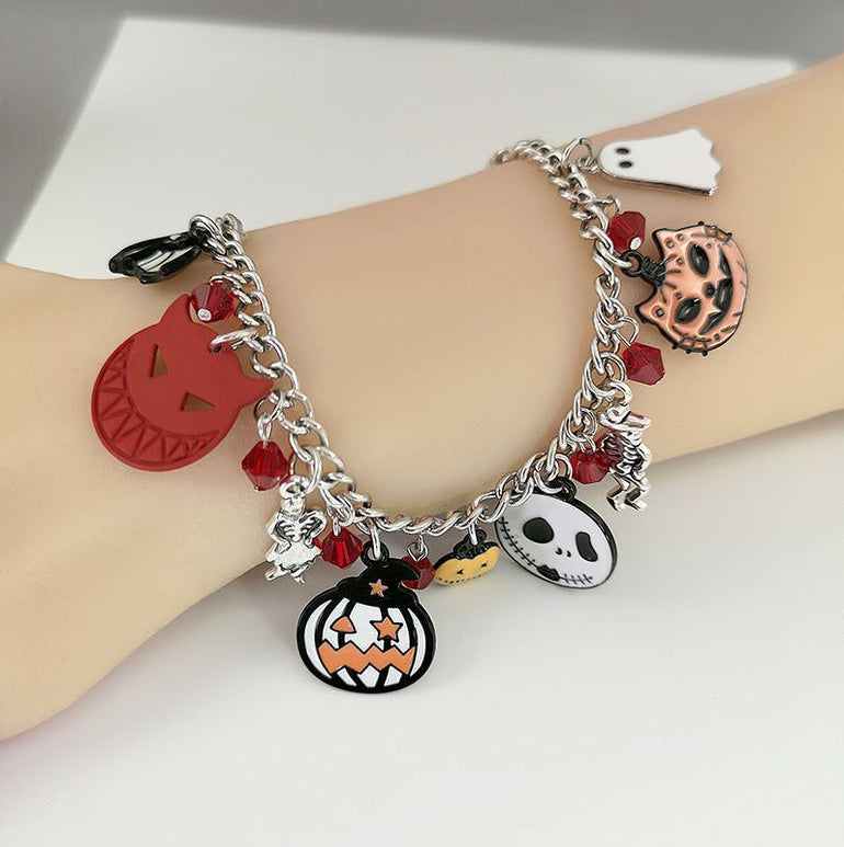 Halloween Bracelet With Pumpkin Skull Ghost Funny Jewelry - Jointcorp