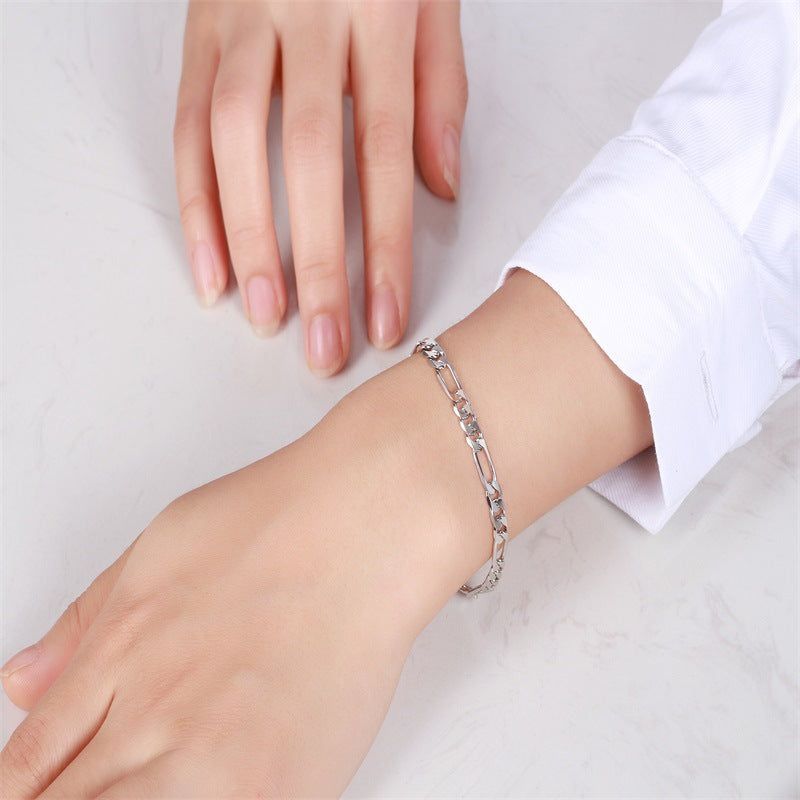 S925 Sterling Silver Bracelet 5mm33mm Figaro Chain Choker - Jointcorp