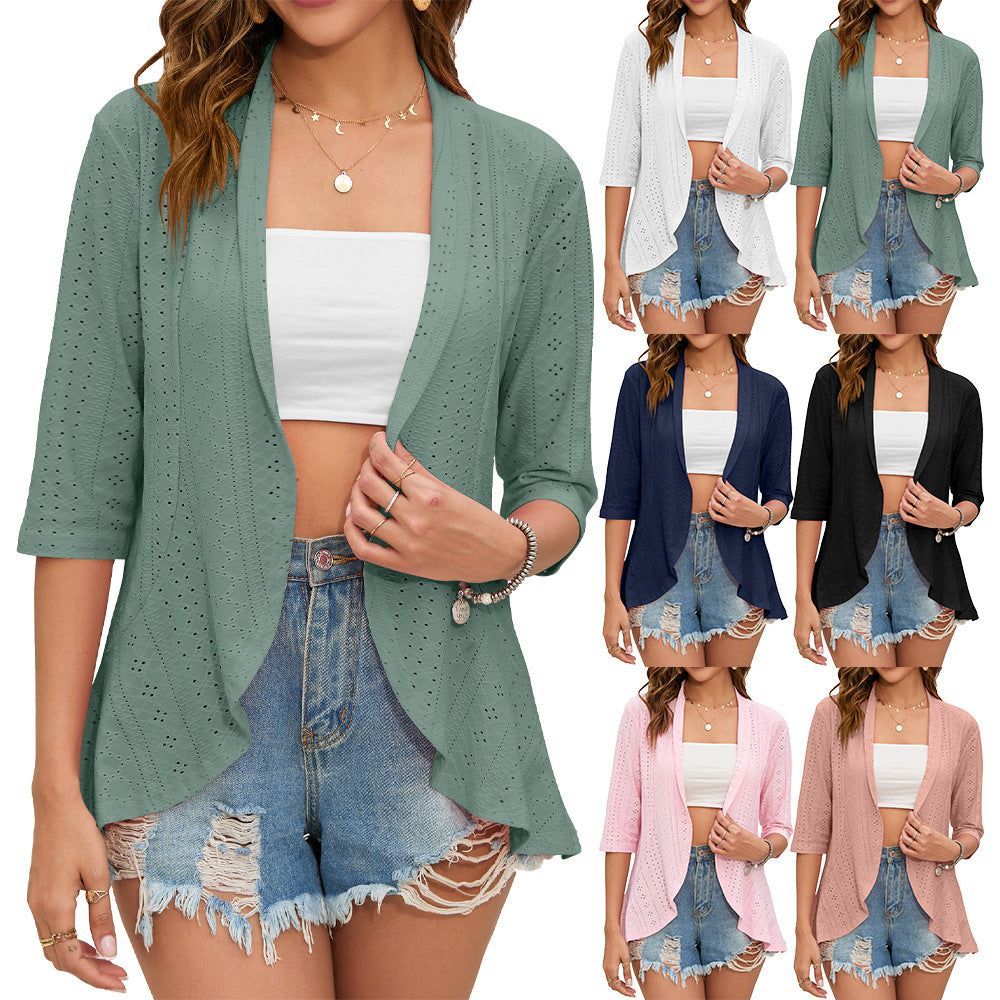 Women's Fashion Simple Solid Color Cardigan Outerwear Top