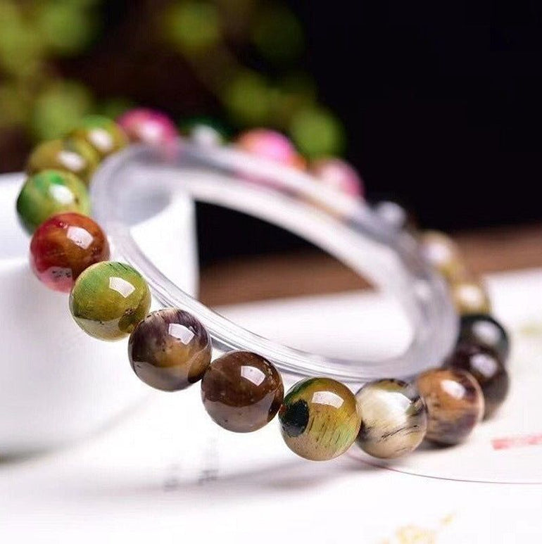 Natural Olive Green Tiger Eye Ball Bracelet - Jointcorp