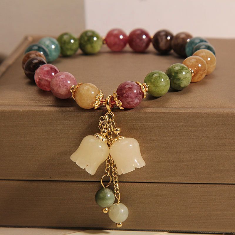 Natural Color Tourmaline Female Summer Ins Lily Pendant Bracelet - Jointcorp