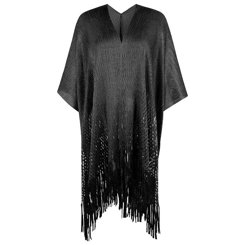 Women's Knitwear Hollowed Out Tassel Cape Shawl Anti-suntan Coat