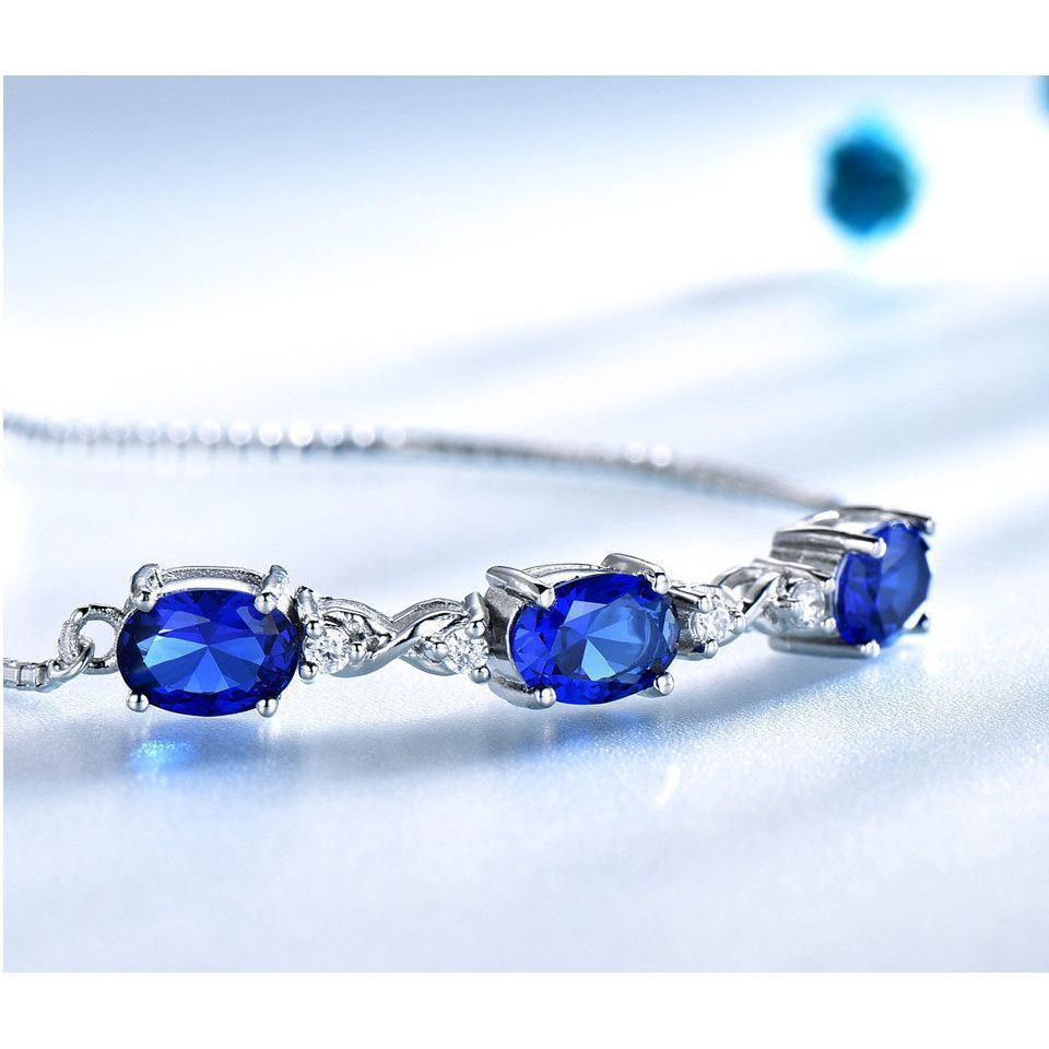 925 Sterling Silver Blue Wave Nano Tanzanite Bracelet Adjustable Women's Bracelet - Jointcorp