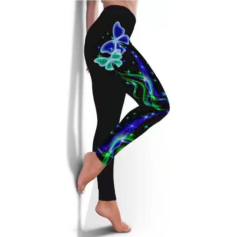 Women's Leggings Fitness Breathable Skinny Butterfly Printed Yoga Pants - Jointcorp