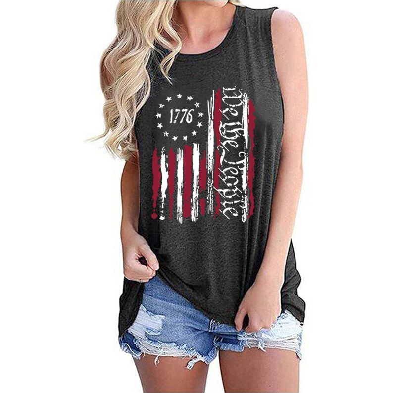 Women's Independence Day Round Neck Sleeveless Vest T-shirt - Jointcorp